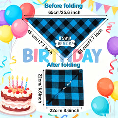 Dog Birthday Bandana Plaid Triangle Scarf IT'S MY BIRTHDAY Pet Birthday Outfit for Small Medium Large Dogs Puppy Birthday Party