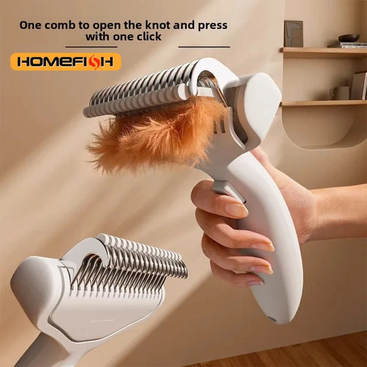 1PC Floating Stainless Steel Dog Hair Removal Brush for Long Hair Breeds Puppy Cat Comb Pet Grooming Products Curved Design