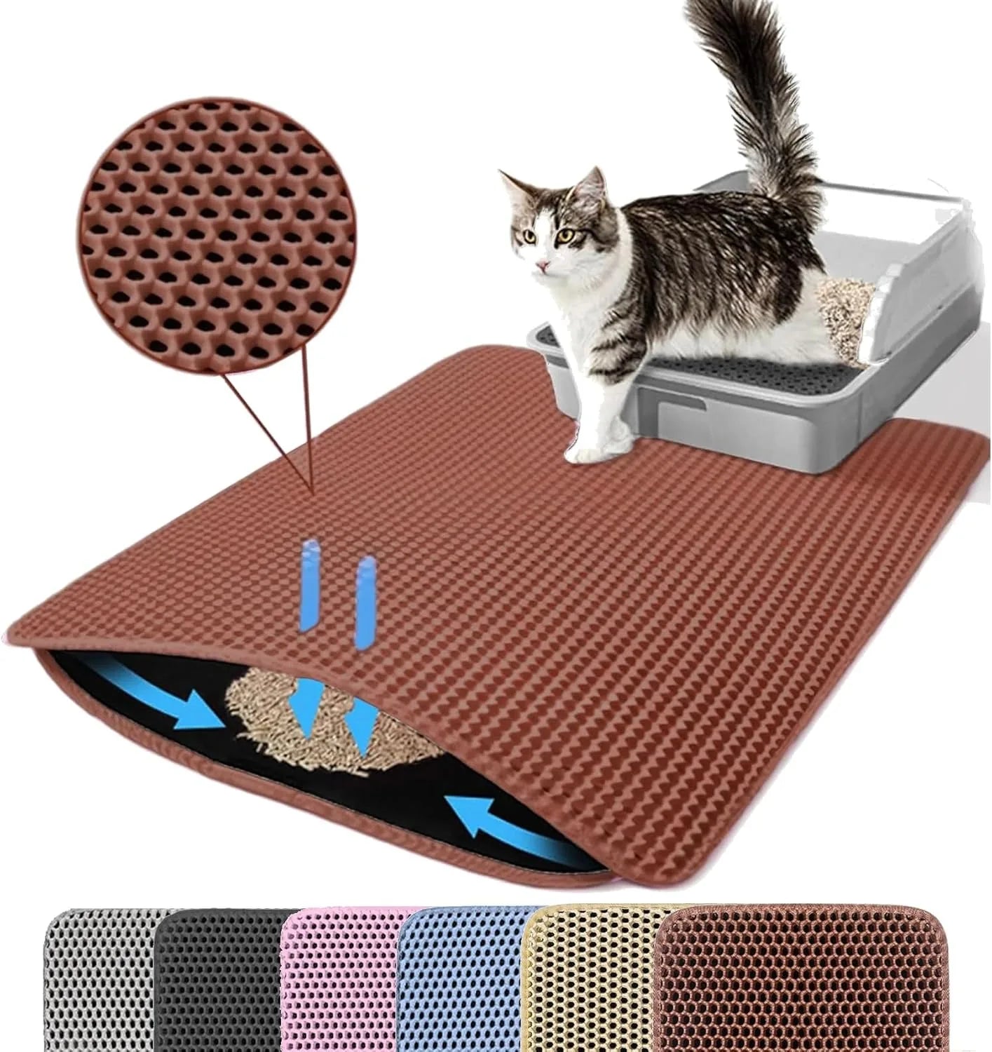 Cat Litter Mat Double Layer Pet Litter Box Waterproof Pet Mat Non-slip Sand Cat Pad Washable Bed Mat Clean Pad Products