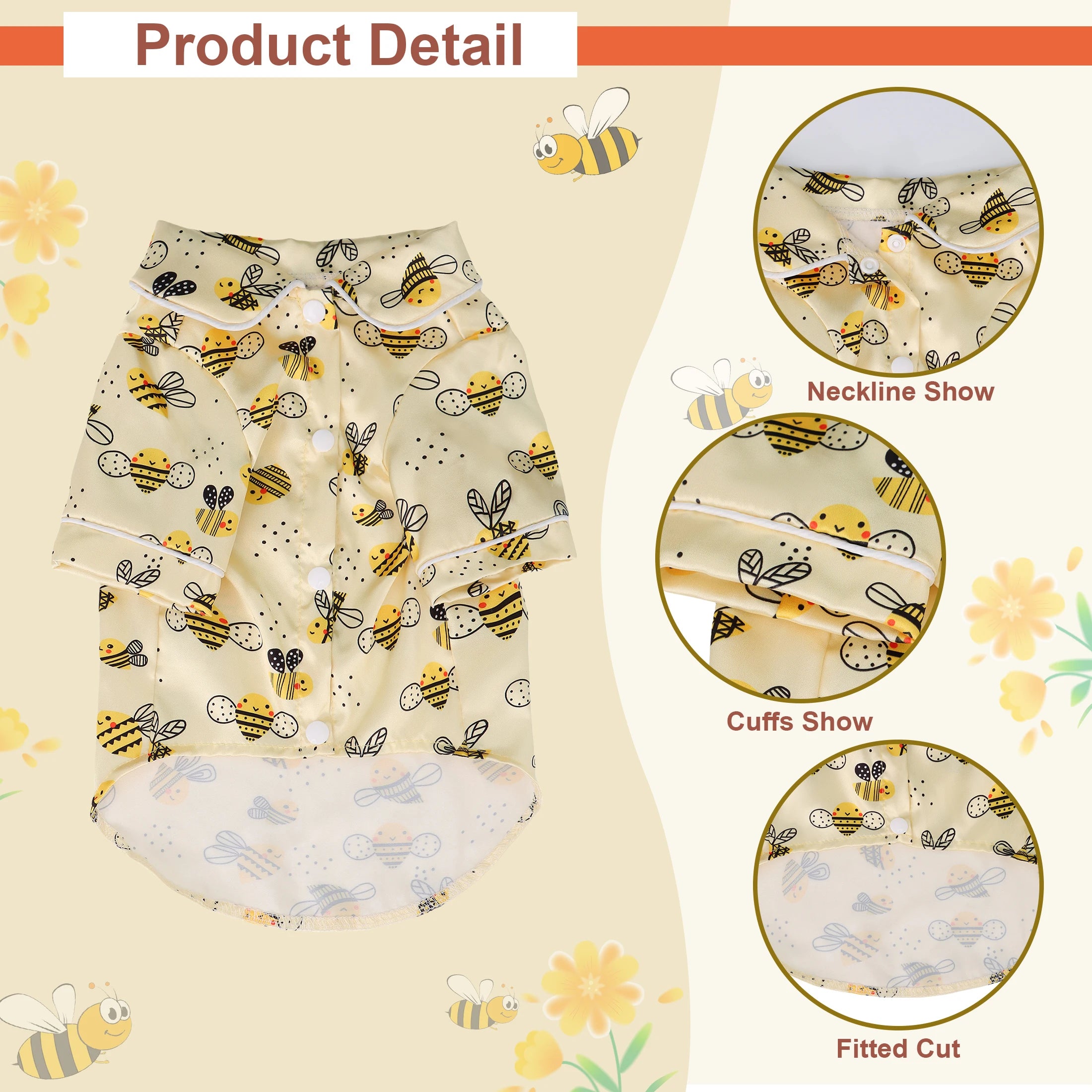 Pet Dog T Shirt Clothes - Cute Adorable Leopard & Bee & Cow Print, Lightweight Cozy Soft Homewear Outfit Pet Wear Clothes