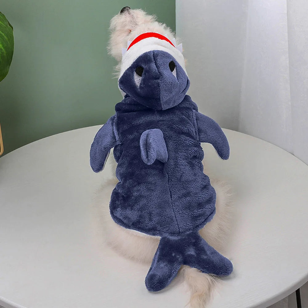 1pc Pet Products Shark Pet Clothes Winter and Autumn Warmth Halloween Universal Dog Clothes Cat Clothes Cat Supplies Blue