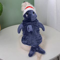 1pc Pet Products Shark Pet Clothes Winter and Autumn Warmth Halloween Universal Dog Clothes Cat Clothes Cat Supplies Blue