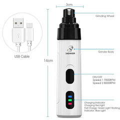 Dog Nail Grinders Painless USB Charging  Rechargeable Pet Nail Clippers Quiet Electric Dog Cat Paws Nail Grooming Trimmer Tools