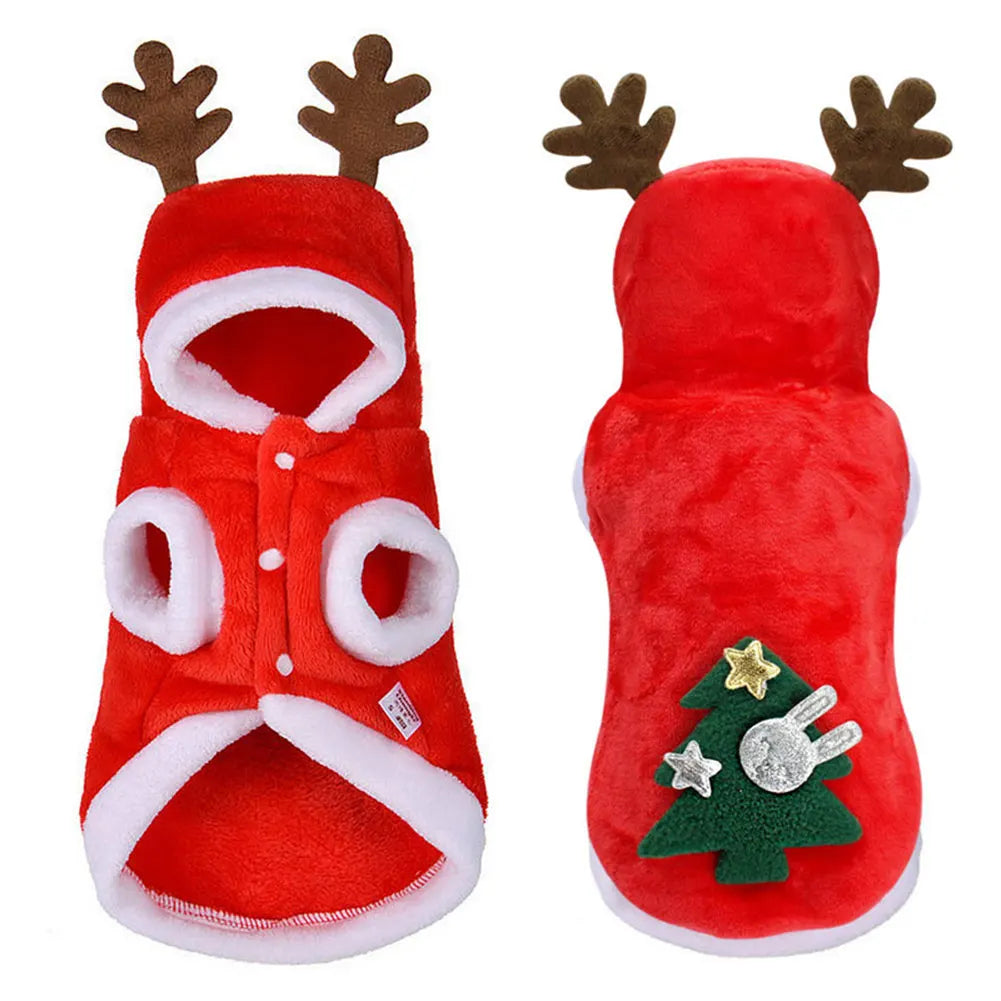 Pet Dog Christmas Clothes Costumes Winter Warm Dog Christmas Clothes Elk Pet Dog Cold Weather Coats for Small Dogs Puppy Dog Cat