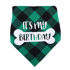 Dog Birthday Bandana Plaid Triangle Scarf IT'S MY BIRTHDAY Pet Birthday Outfit for Small Medium Large Dogs Puppy Birthday Party