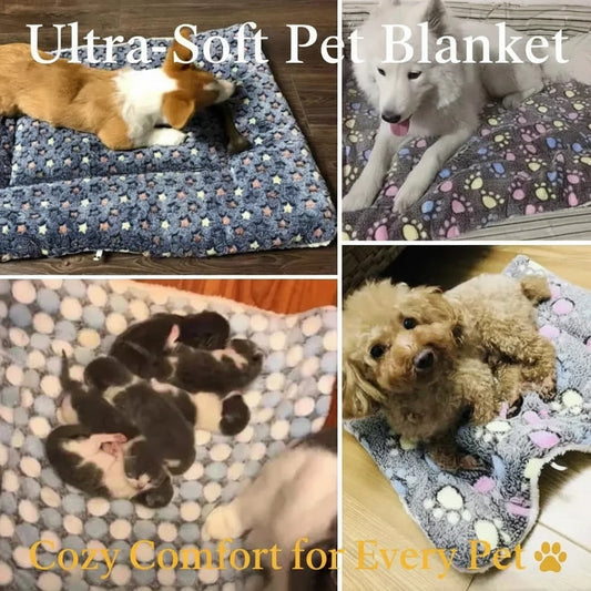 Pet Sleeping Mat Dog Bed Cat Bed Soft Hair Thickened Blanket Pad Fleece Home Washable Warm Bear Pattern Blanket Pet Supplies
